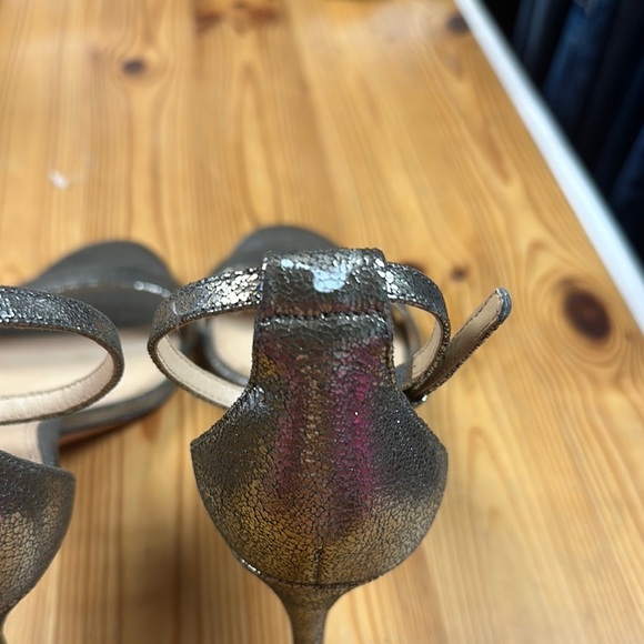Tory Burch Keri Crackled Metallic Sandal Pewter Stiletto Heels size 8.5 - Picture 4 of 8